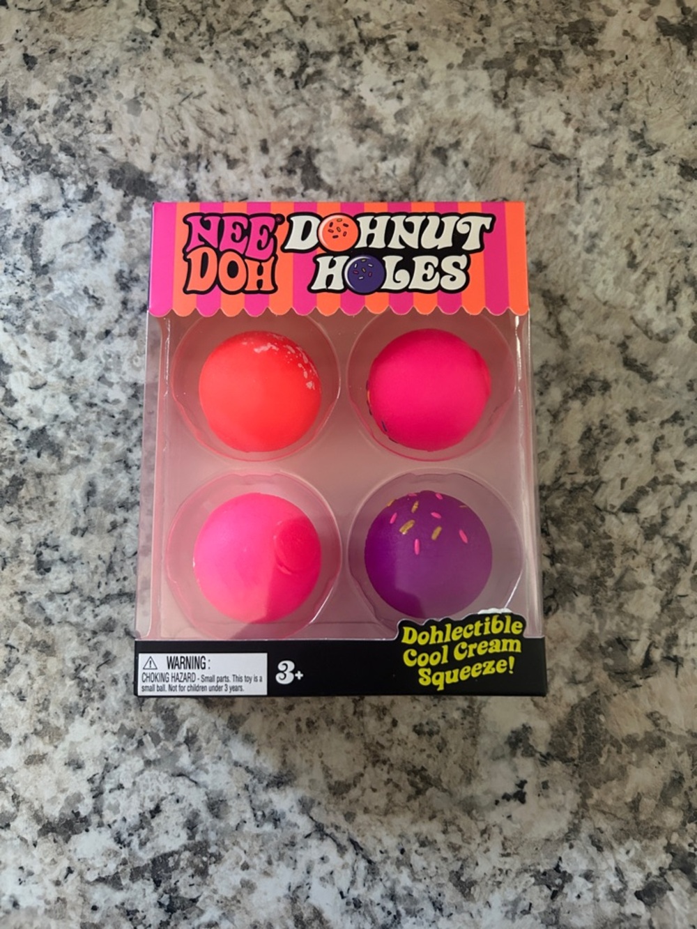 NeeDoh Donut Holes Pack of 4 Squishy Nee Doh Fidget Ball Schylling Toys